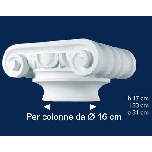 CAPITELLO IONICO IN GESSO PER COLONNE DIAMETRO 16 CM - Clicca l'immagine per chiudere