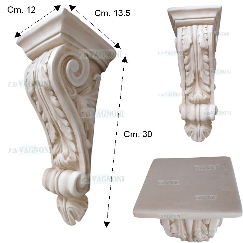 MENSOLA CAPITELLO IN GESSO ANTICATO H.30X13X12.5 - Clicca l'immagine per chiudere