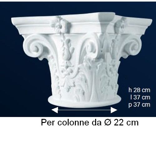 CAPITELLO CORINZIO IN GESSO PER COLONNE DIAMETRO 22 CM