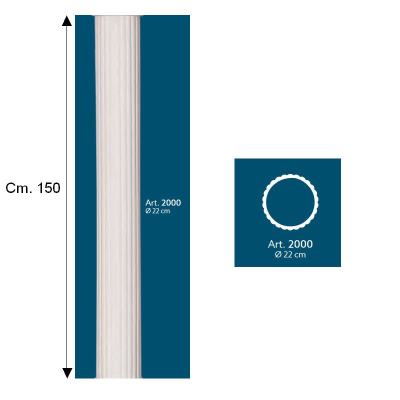 FUSTO COLONNA RIGATA DIAMETRO CM. 22 CIRCOLARE H. CM. 150