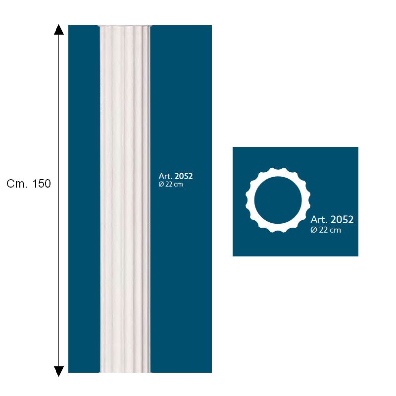 FUSTO COLONNA SCANALATA DIAMETRO CM. 22 CIRCOLARE H. CM. 150