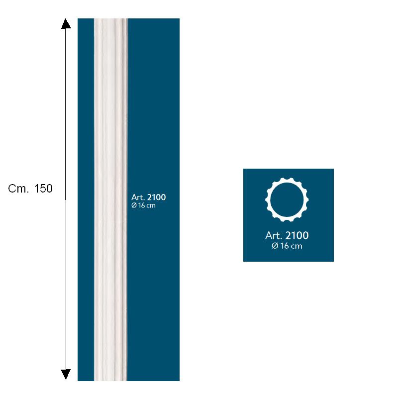 FUSTO COLONNA SCANALATA DIAMETRO CM. 16 CIRCOLARE H. CM. 150