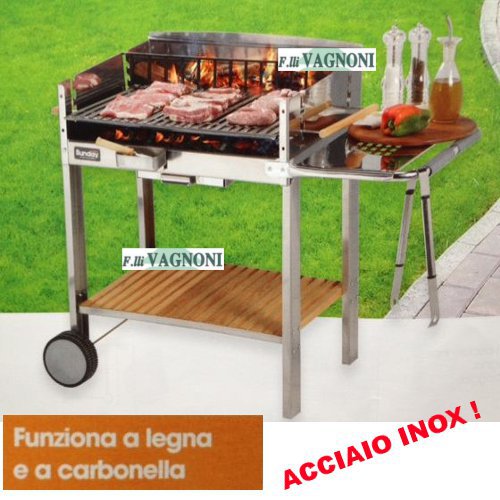 BARBECUE A LEGNA/CARBONE IN ACCIAIO INOX CM. 80 [barbecue_inox_80