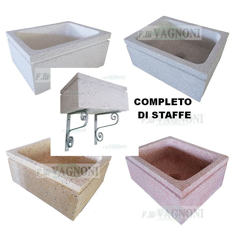 LAVANDINO IN GRANIGLIA DI MARMO+STAFFE Cm.45X35 mod. 5309