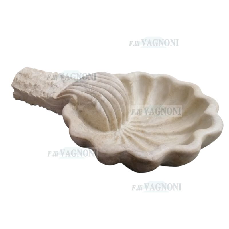 ACQUASANTIERA MANINA IN MARMO LAVORATO CM. 60X38 CONCHIGLIA