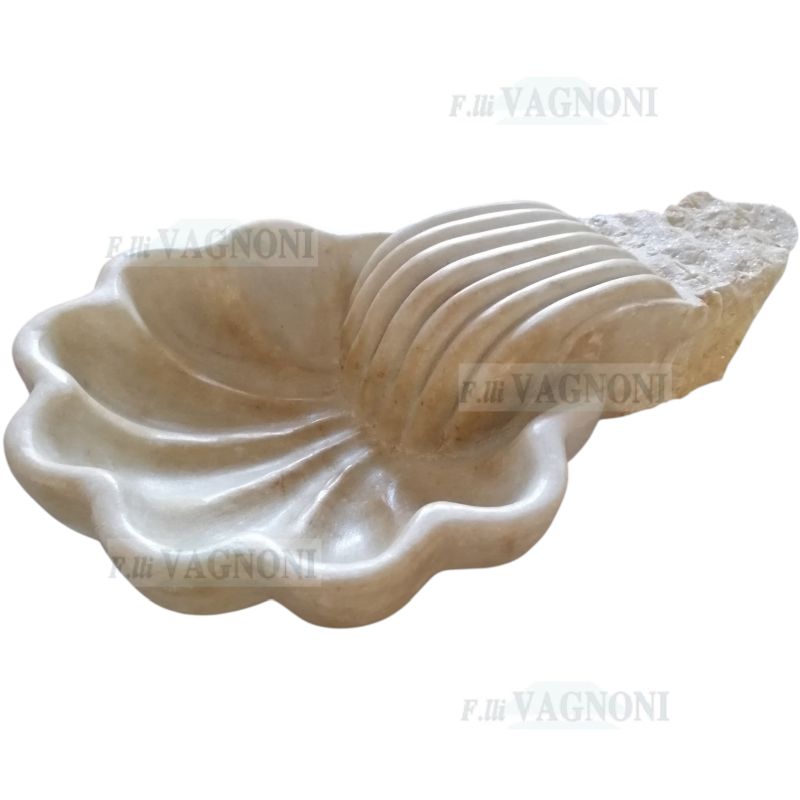 ACQUASANTIERA MANINA IN MARMO LAVORATO CM. 50x30 CONCHIGLIA