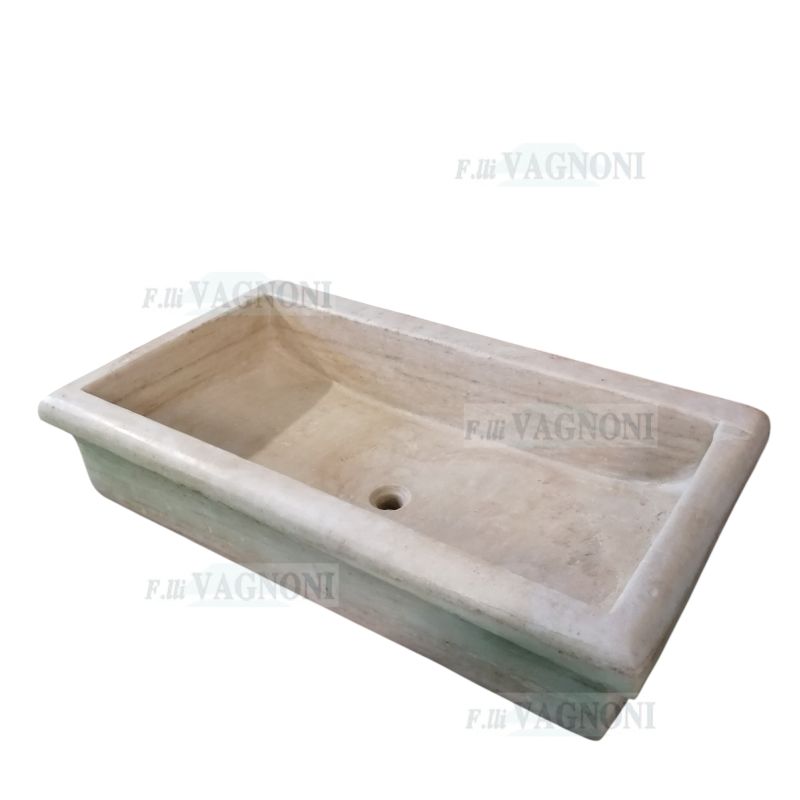 LAVANDINO IN MARMO BIANCO Cm. 90x51x20 BORDO ROTONDO