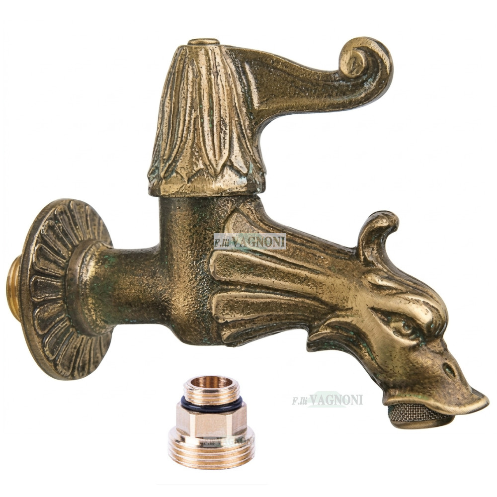 RUBINETTO IN OTTONE BRONZATO CORTO CON BORCHIA RUBINETTO IN OTTONE BRONZATO CORTO CON BORCHIA