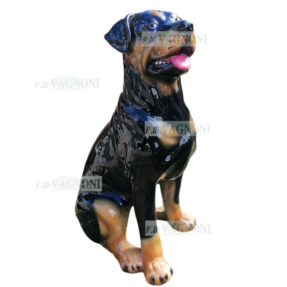 STATUA CANE ROTTWEILER IN CERAMICA CM. 70 -ANIMALI- STATUA CANE ROTTWEILER IN CERAMICA CM. 70 -ANIMALI-